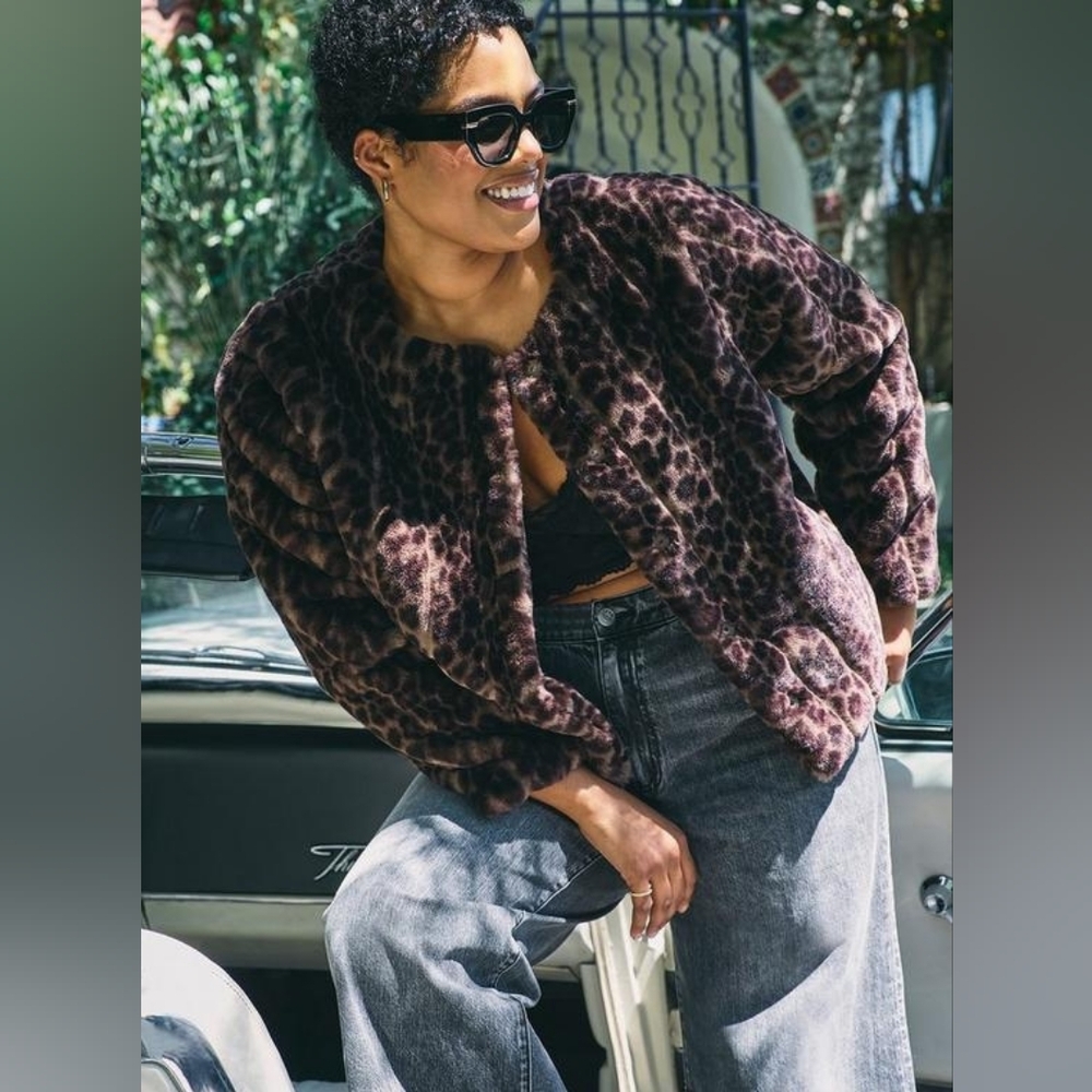 NEW NWT Torrid Plus Size Leopard Print Faux Fur Jacket Sz 3 (22/24)
